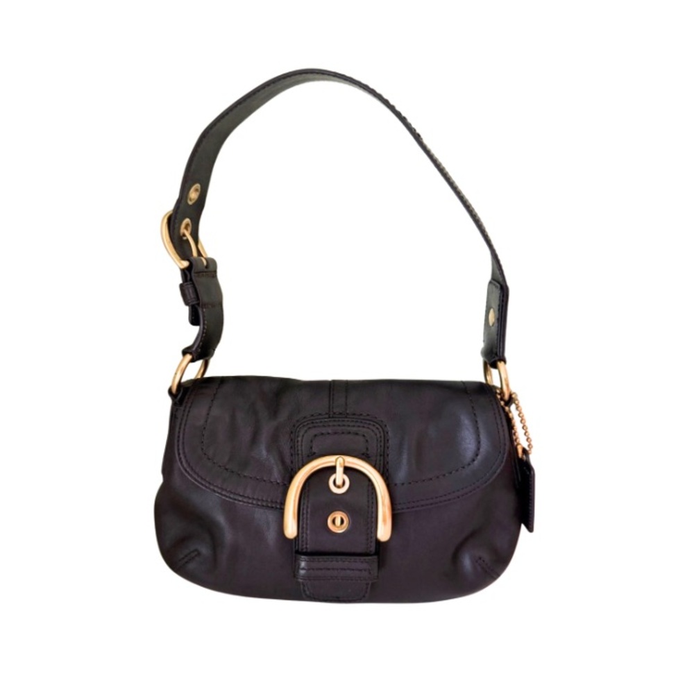 Coach Soho Leather Shoulder Bag Gold Hardware y2k F11840 Black